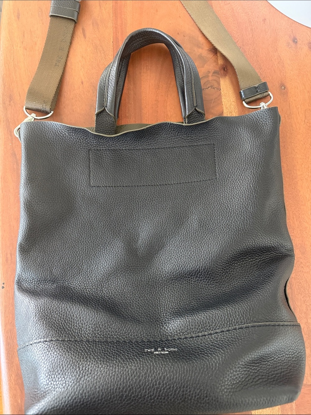 Rag&Bone Black Leather Tote Bag with Shoulder Strap